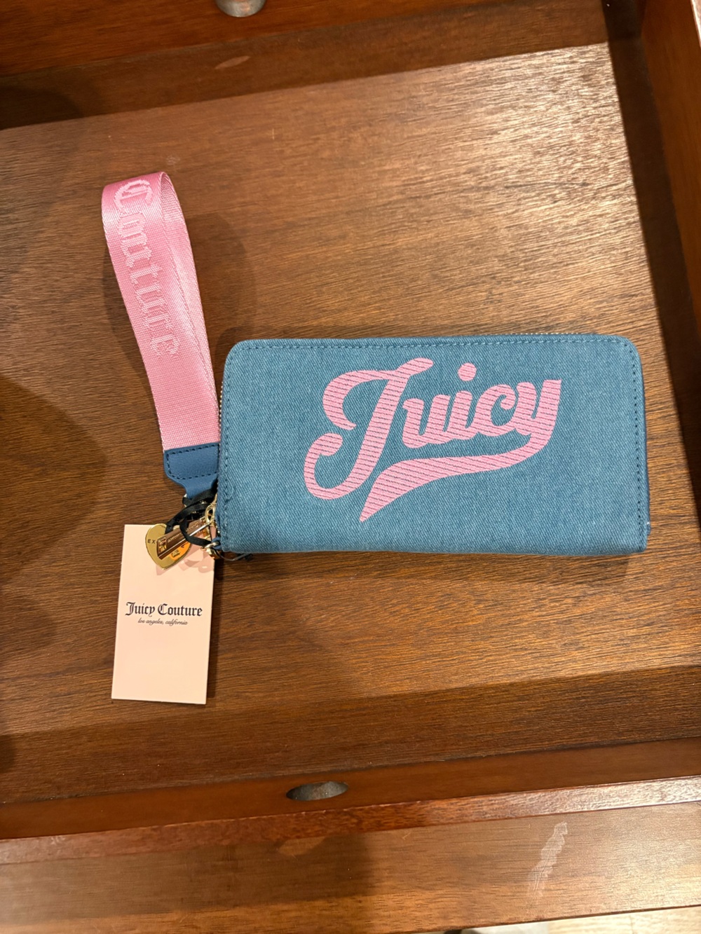 Juicy Couture Blue and Pink Wristlet Wallet